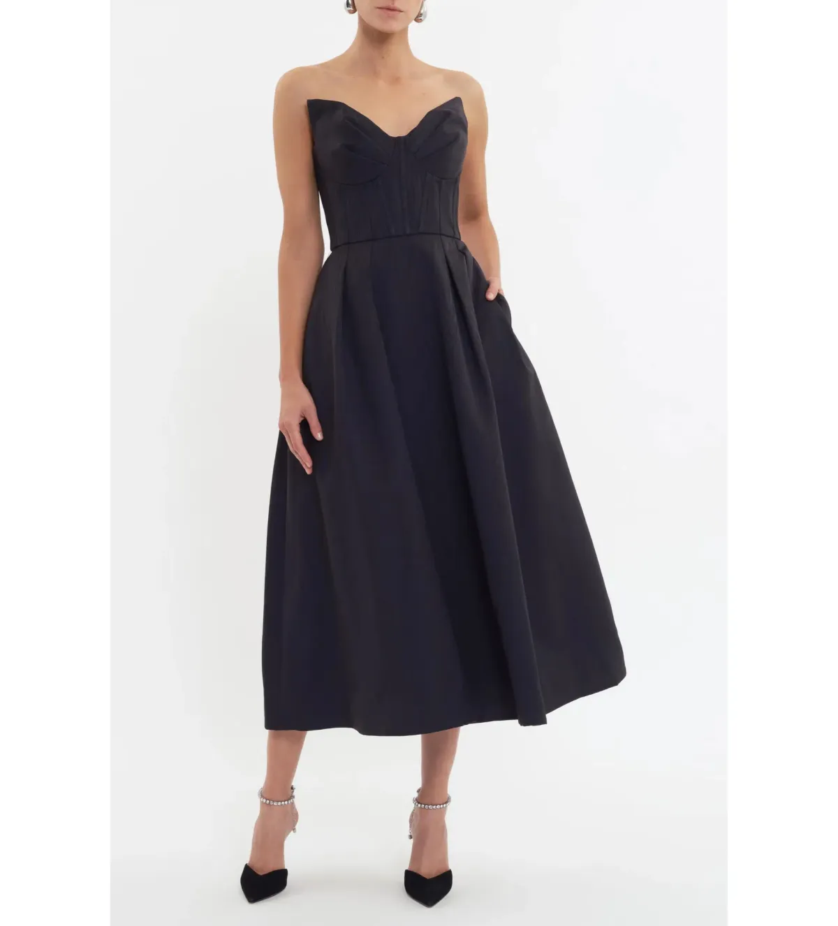 Rebecca Vallance Luiza Strapless Midi Dress Black Size AU 8 - Image 1