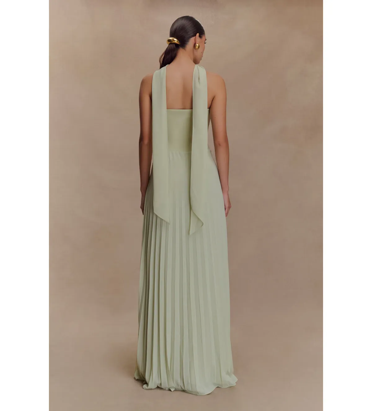 Meshki Chiffon Scarf Maxi Dress Sage Size 10 - Image 2