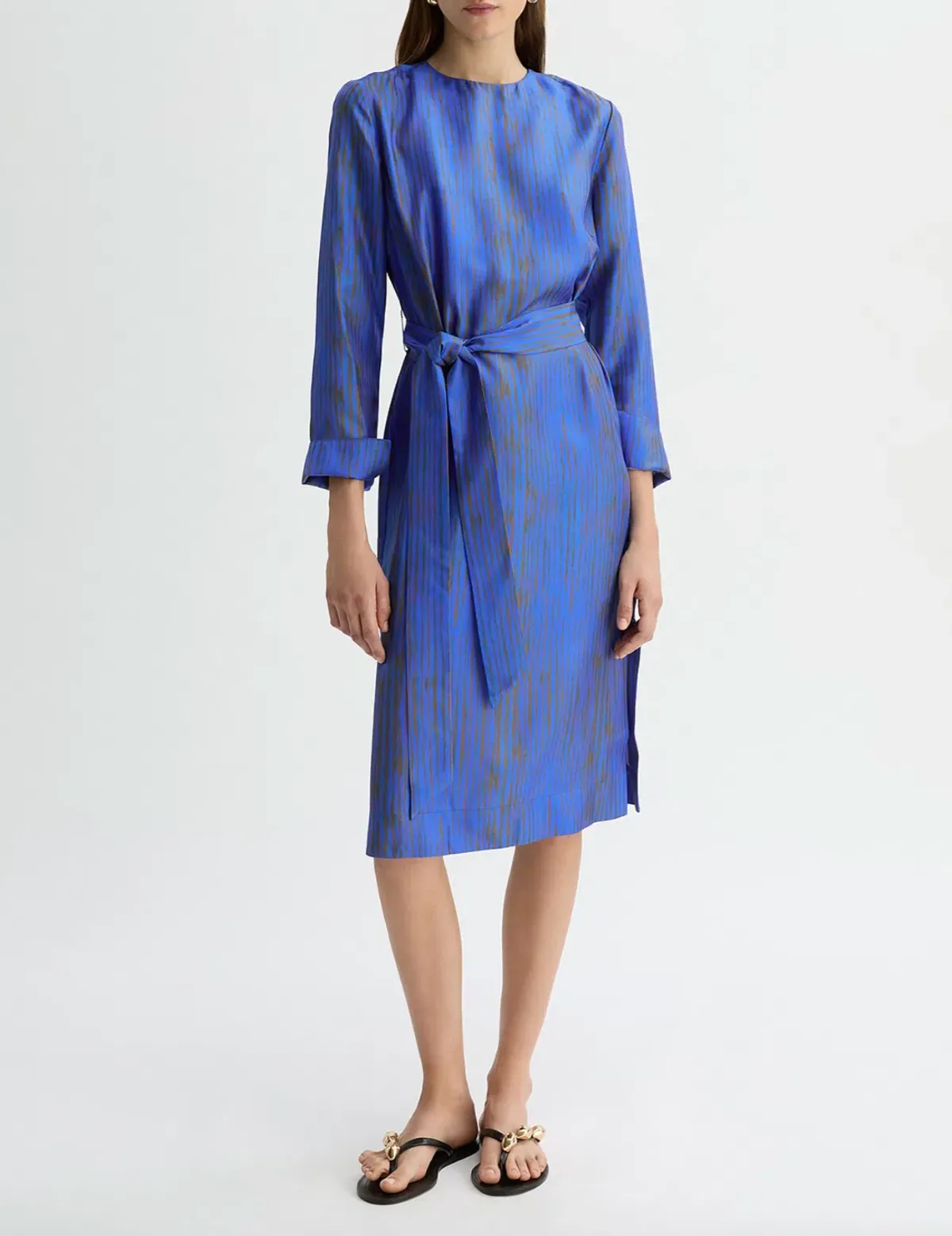 Willow Martina Silk Midi Dress in Blue Print Size AU 12 - Image 1