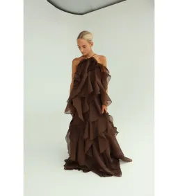 Aje Pandorea Layered Maxi Dress Carob Size 8 for rent on The Volte - image 3