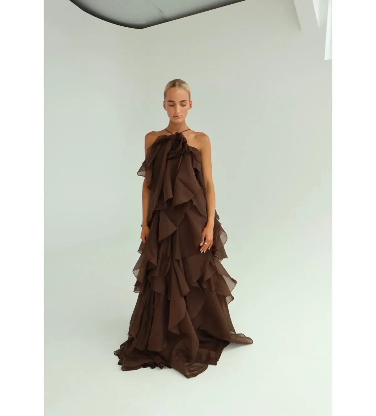 Aje Pandorea Layered Maxi Dress Carob Size 10 - Image 1