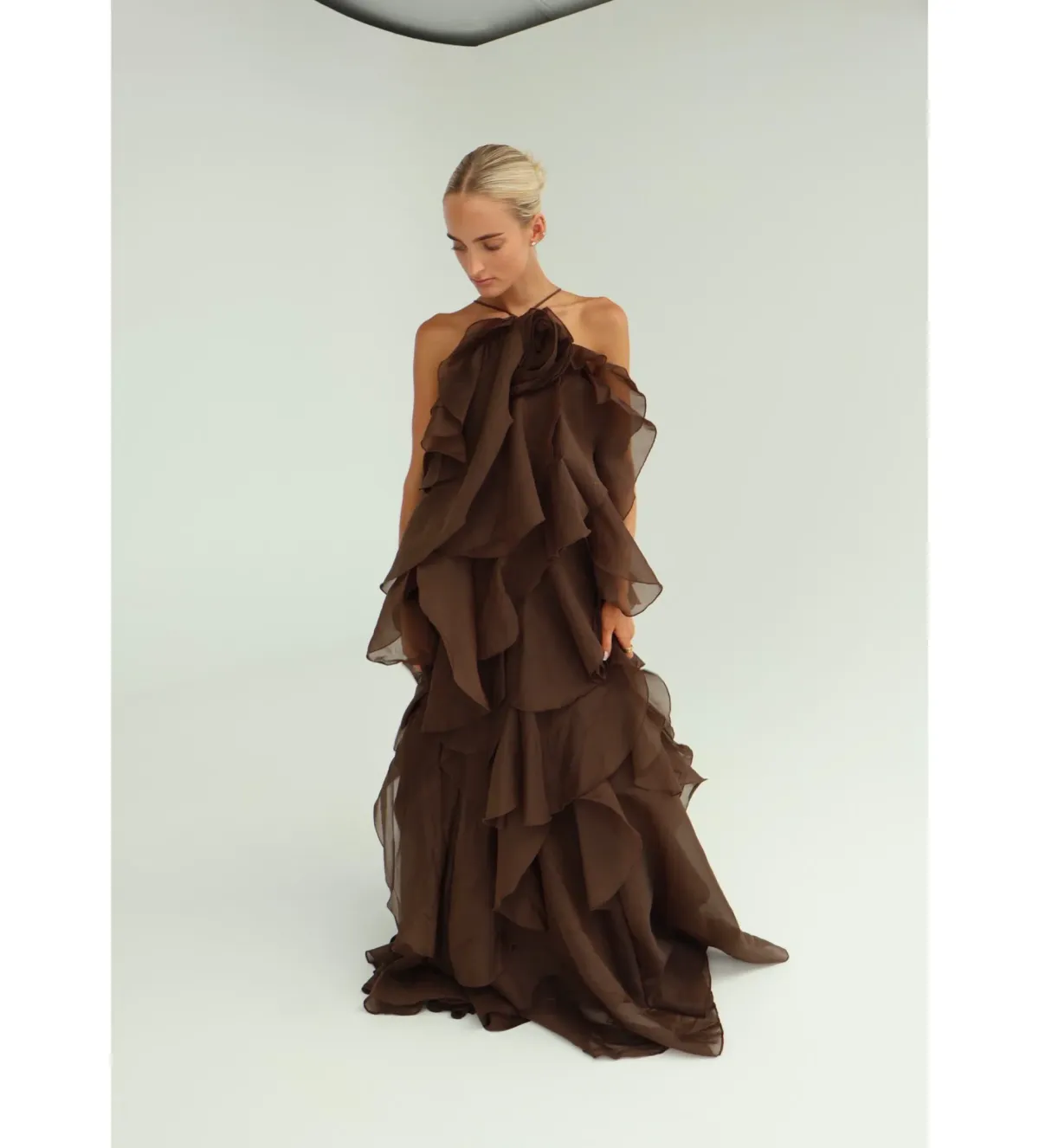 Aje Pandorea Layered Maxi Dress Carob Size 10 - Image 4