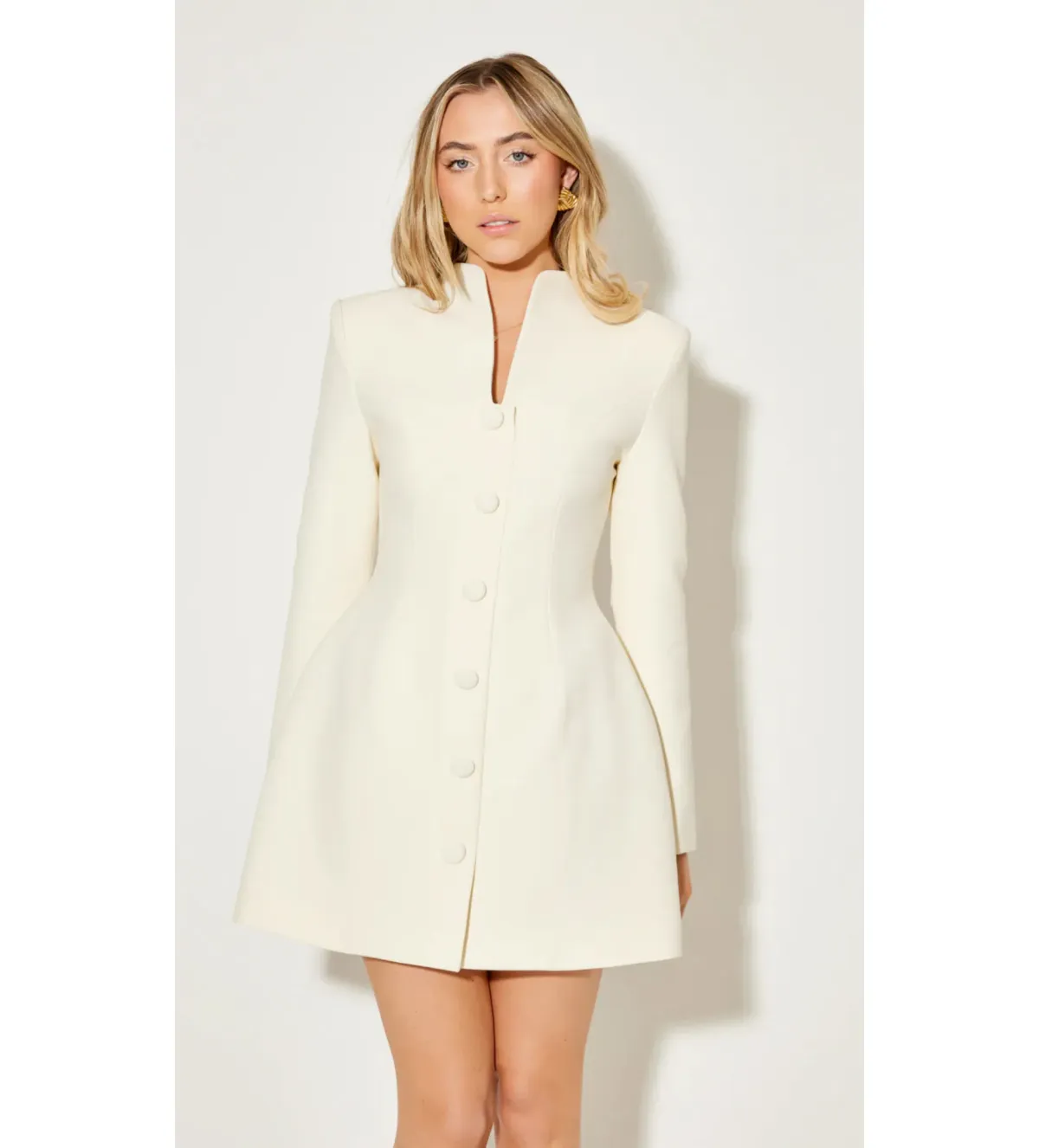 Odd Muse The Ultimate Muse Long Sleeve Button Down Mini Dress in Ecru Size AU 6 - Image 2