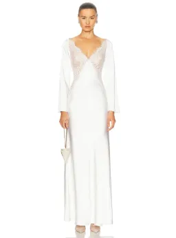 Self-Portrait x Christopher Kane Lace Trimmed Satin Gown White Size 10 for rent on The Volte - image 1