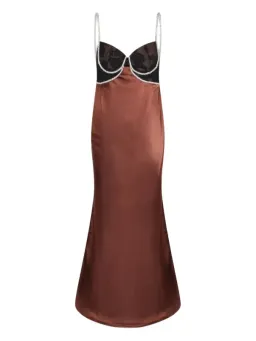 Self-Portrait Satin Diamante Maxi Dress Brown Size 8 for rent on The Volte - image 4