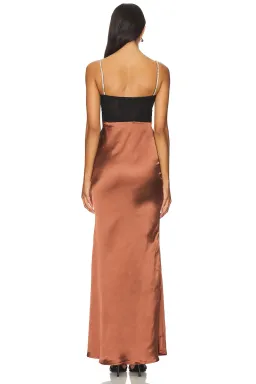 Self-Portrait Satin Diamante Maxi Dress Brown Size 8 for rent on The Volte - image 3