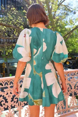 By Nicola Wavy Mini Dress Pine Green Floral Size AU 8  for rent on The Volte - image 3