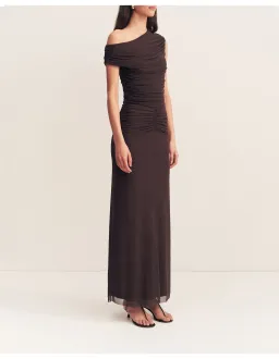 Shona Joy Mira Off Shoulder Maxi Dress Chocolate Brown Size 6 for rent on The Volte - image 2