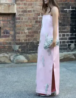 Alemais Cindy Embellished Slip Midi Dress Pink Size 6 for rent on The Volte - image 3