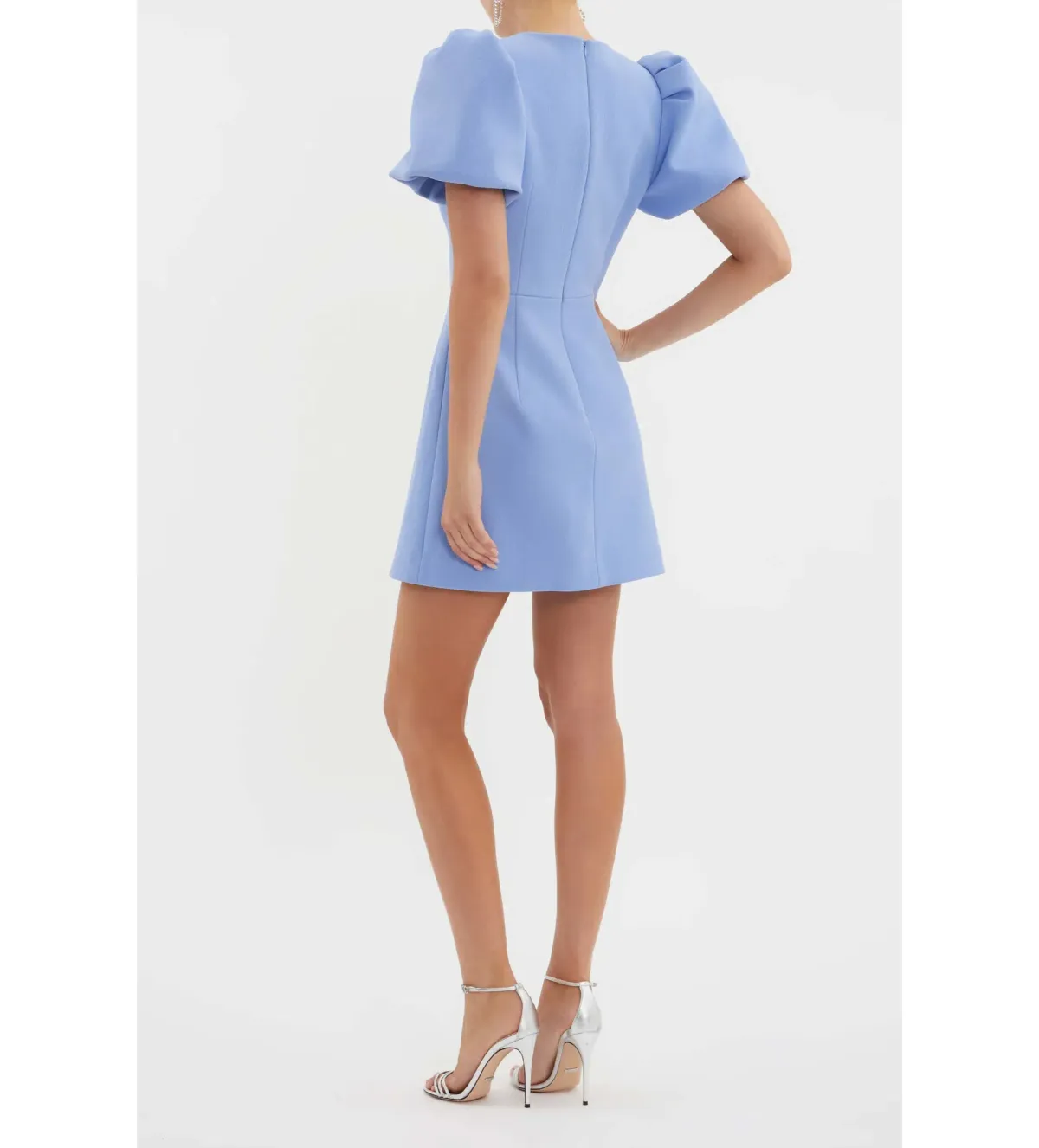 Rebecca Valance Juliana Puff Sleeve Mini Dress in Blue Size AU 4 - Image 3
