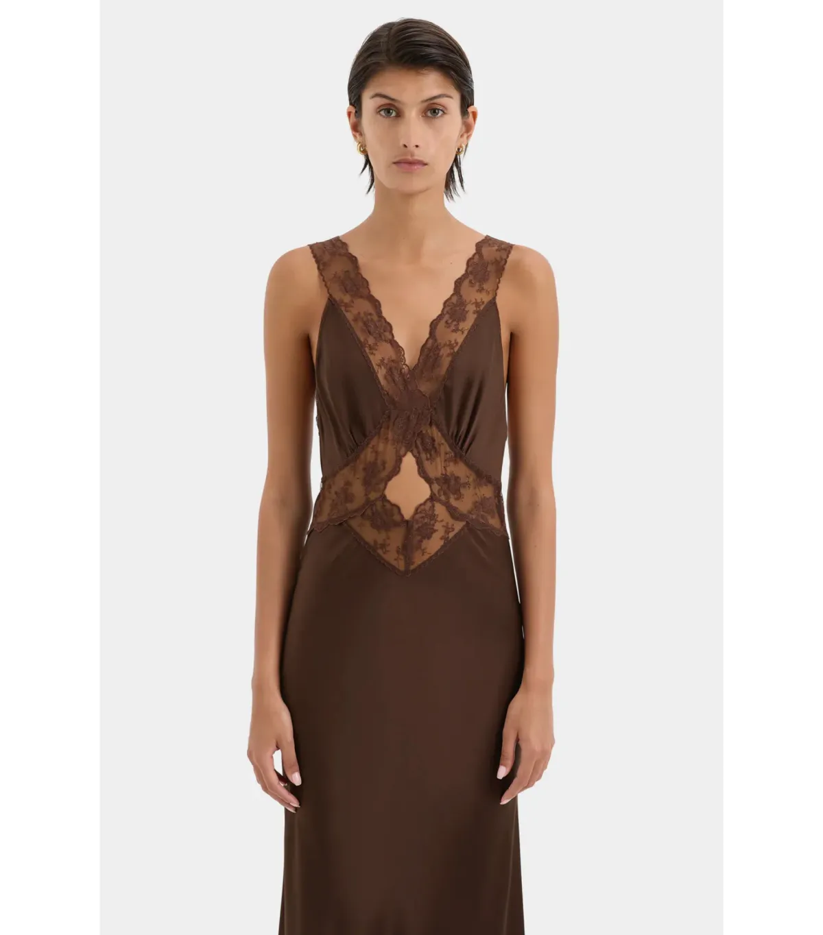 Sir the Label Aries Cut Out Dress Chocolate Size 3 / AU 12 - Image 3