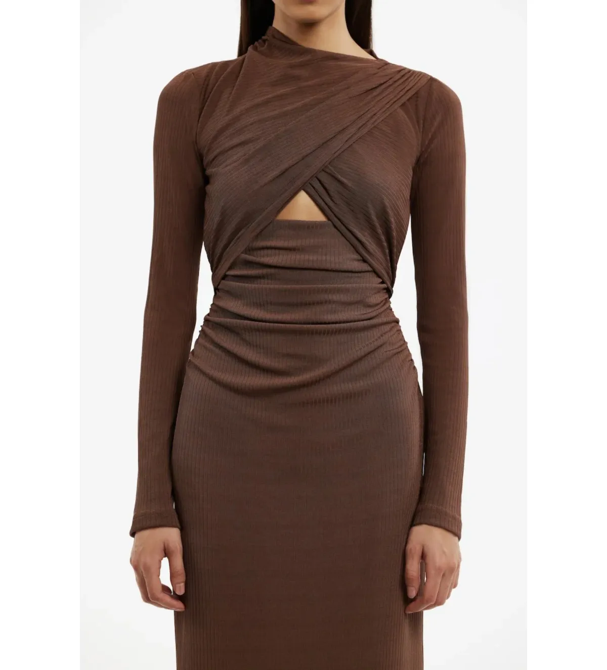 Significant Other Gabriana Long Sleeve Midi Dress in Brown Size AU 10 - Image 4