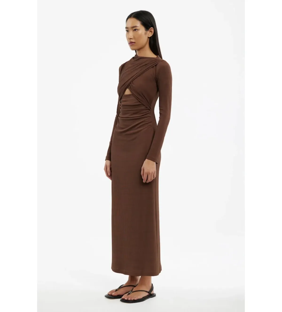 Significant Other Gabriana Long Sleeve Midi Dress in Brown Size AU 10 - Image 2