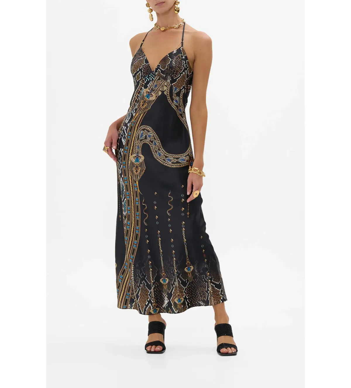 Camilla Chain Detail Slip Dress in Call Me Cleopatra Size  - Image 1