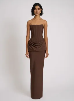 Eliya The Label Hilda Full Length Gown Chocolate Brown Size 8 for rent on The Volte - image 1