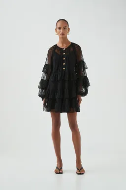 Aje Primrose Mini Dress Black Size 12/L for rent on The Volte - image 1
