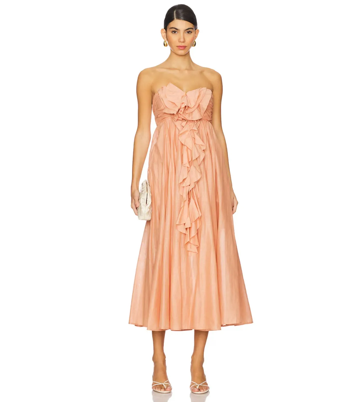 Zimmermann Acacia Ruffle Tan Maxi Dress Size AU 10 - Image 1