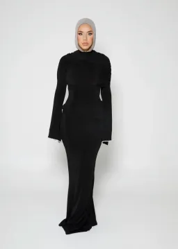 Alaía Muse Luna Pearl Sleeve Maxi Dress Black Size S / AU 8 for rent on The Volte - image 5