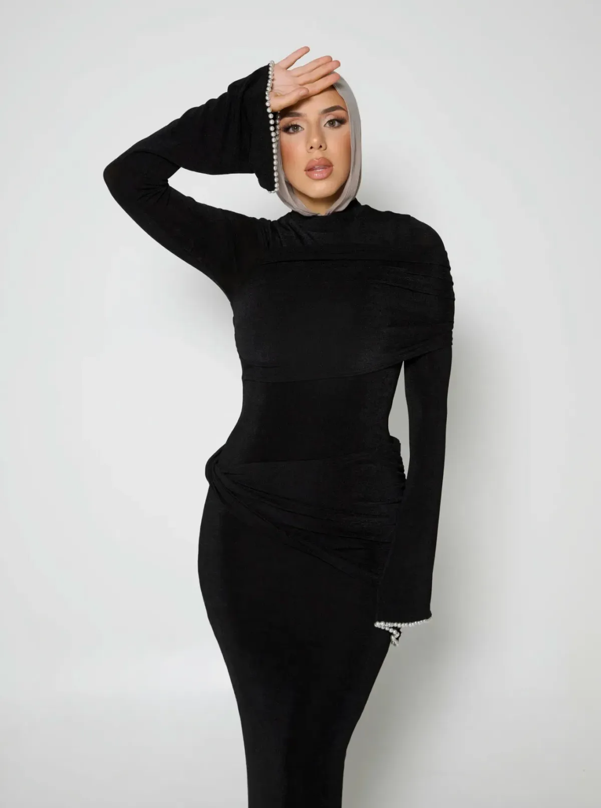 Alaía Muse Luna Pearl Sleeve Maxi Dress Black Size S / AU 8 - Image 3