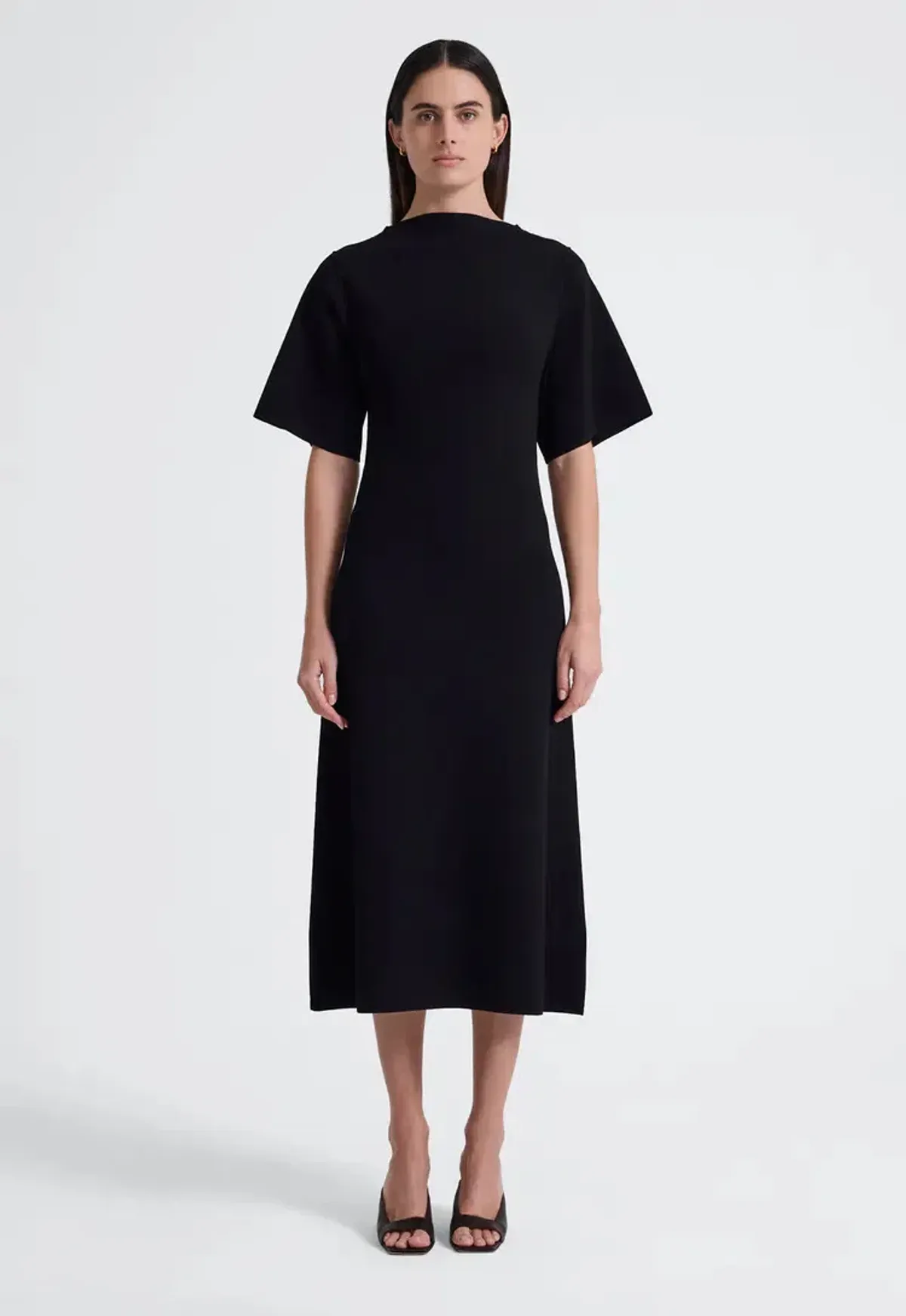 Jac + Jack Write Midi Dress Black Size AU 6 - Image 1