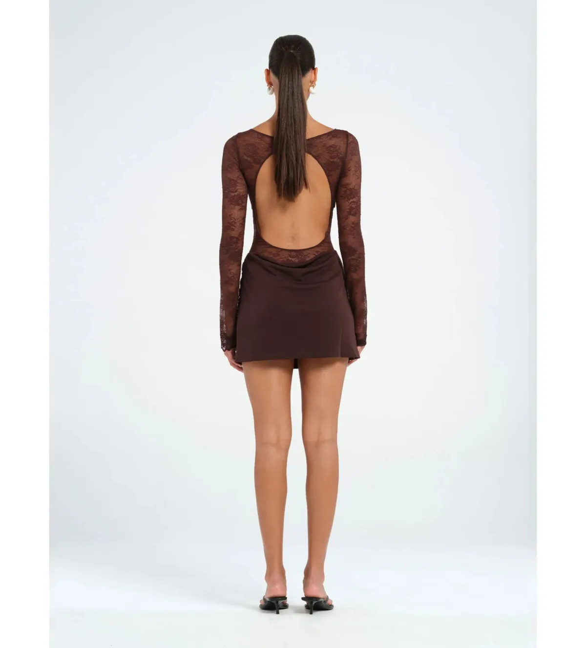 BENNI Oskar Mini Dress in Brown Size 8 - Image 3