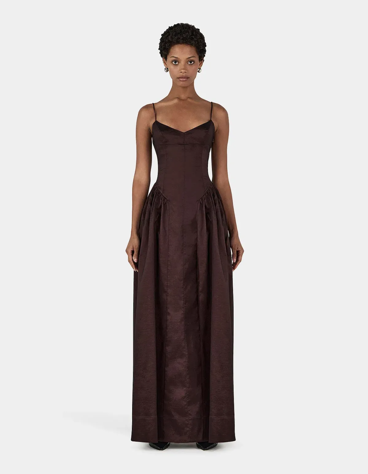Hansen and Gretel Bellini Taffeta Floor Length Gown in Chocolate Brown Size 6/XS - Image 1