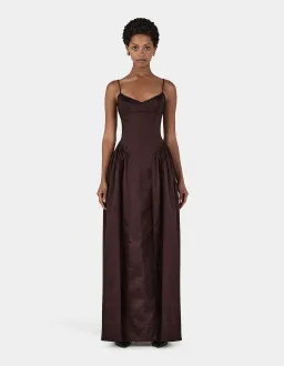 Hansen and Gretel Bellini Taffeta Floor Length Gown in Chocolate Brown Size 6/XS for rent on The Volte - image 1