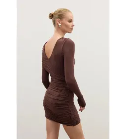Bayse Kai Mini Dress Chocolate Size XS/AU 6 for rent on The Volte - image 4