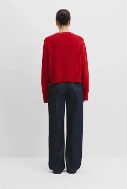 Country Road Organically Grown Cotton Blend Crop Crew Neck Knit Red Size AU  for rent on The Volte - image 3