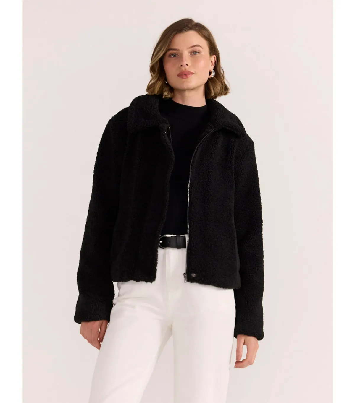 Staple The Label Tate Sherpa Jacket Black Size 8/S - Image 2