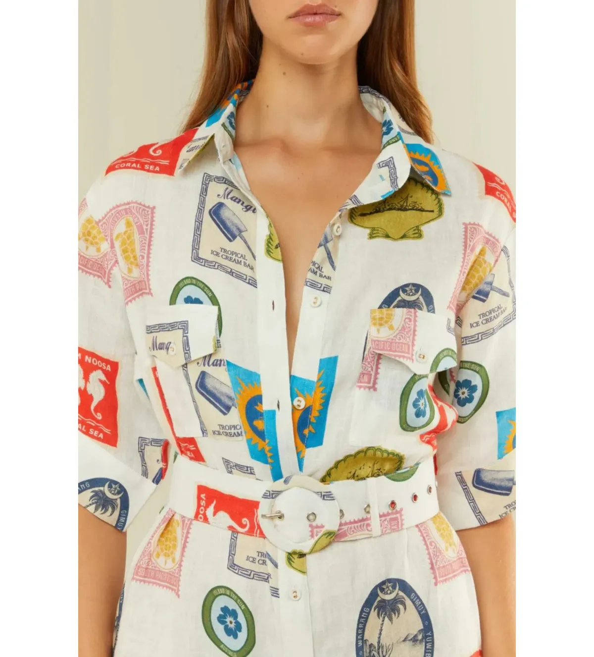 Palm Noosa Memento Maxi Dress Holiday Stamp Size AU 6 - Image 5