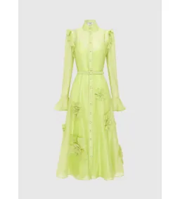 LEO LIN Katrina Butterfly Midi in Chartreuse Size 14  for rent on The Volte - image 1