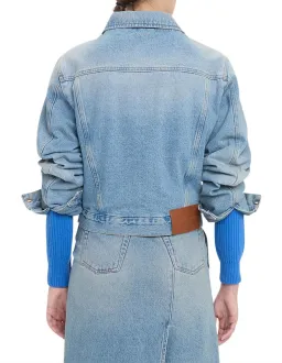 Victoria Beckham Padded Denim Jacket Pale Blue Wash Size  for rent on The Volte - image 3