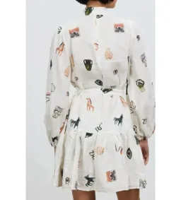 Alemais Hera Mini Dress White Print Size AU 6  for rent on The Volte - image 4