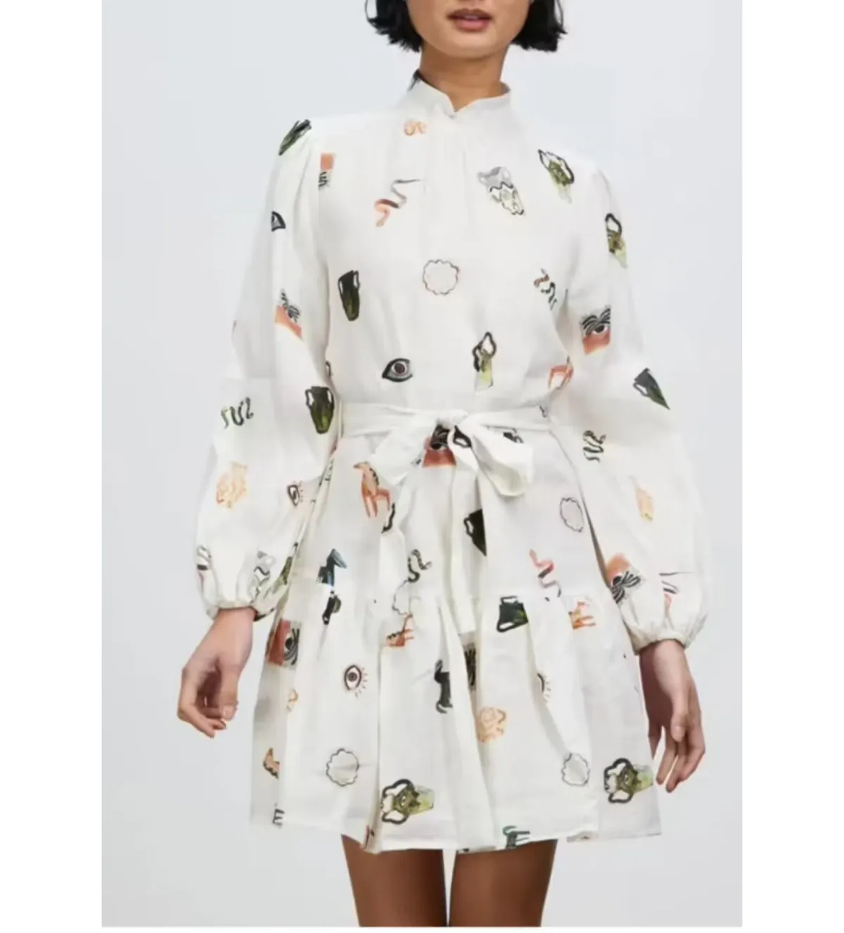 Alemais Hera Mini Dress White Print Size AU 6  - Image 2