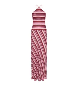 With Harper Lu Magenta Stripe Halter Maxi Dress Size 8 for rent on The Volte - image 4