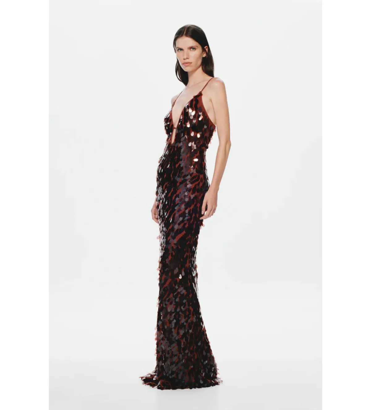 Misha Sapphire Sequin Maxi Dress in Fig Size 6/XS - Image 2