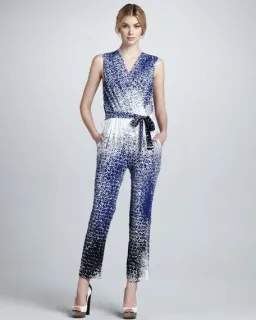 Diane Von Furstenberg Kawena Jumpsuit Multi Print Size 4 for rent on The Volte - image 1