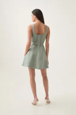 Aje Clay Belted Mini Dress Green Size 12 for rent on The Volte - image 4