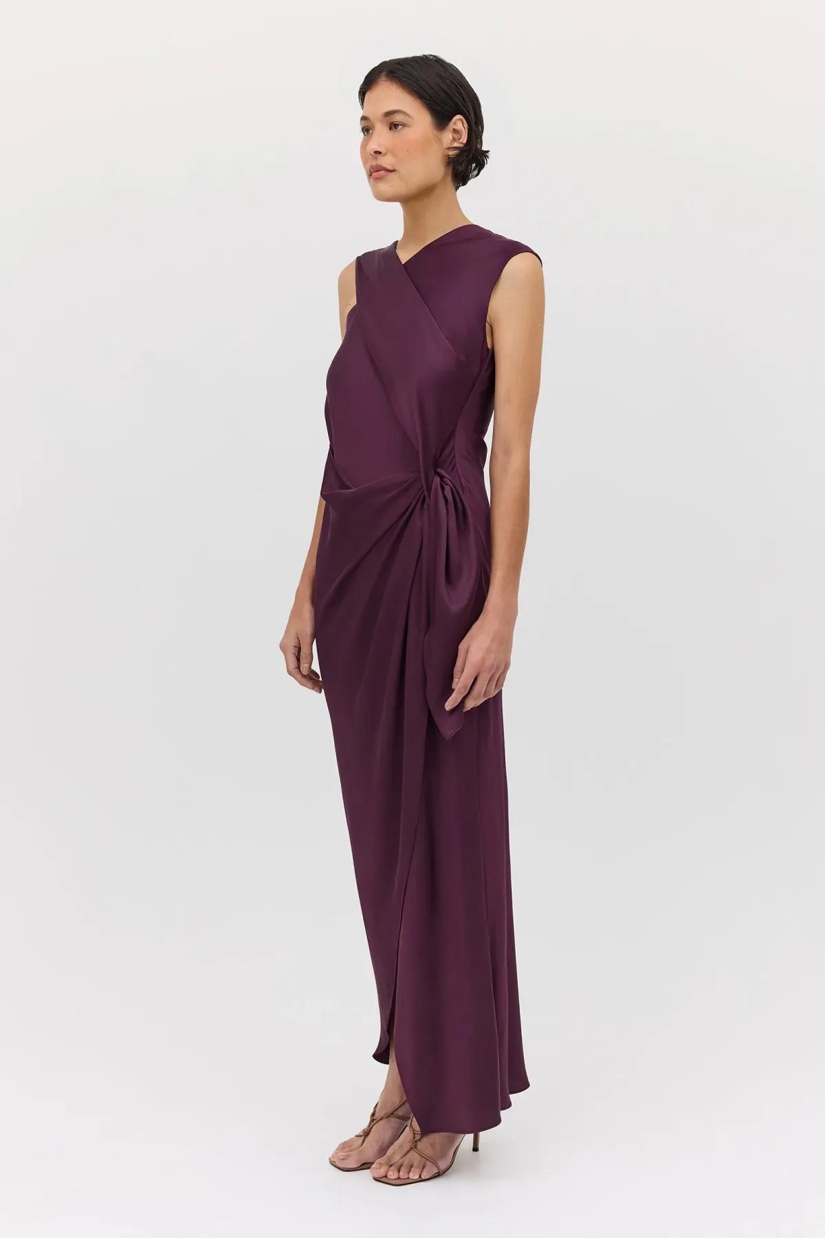 Bianca Spender Aubergine Satin Deviation Gown Size 10 - Image 5