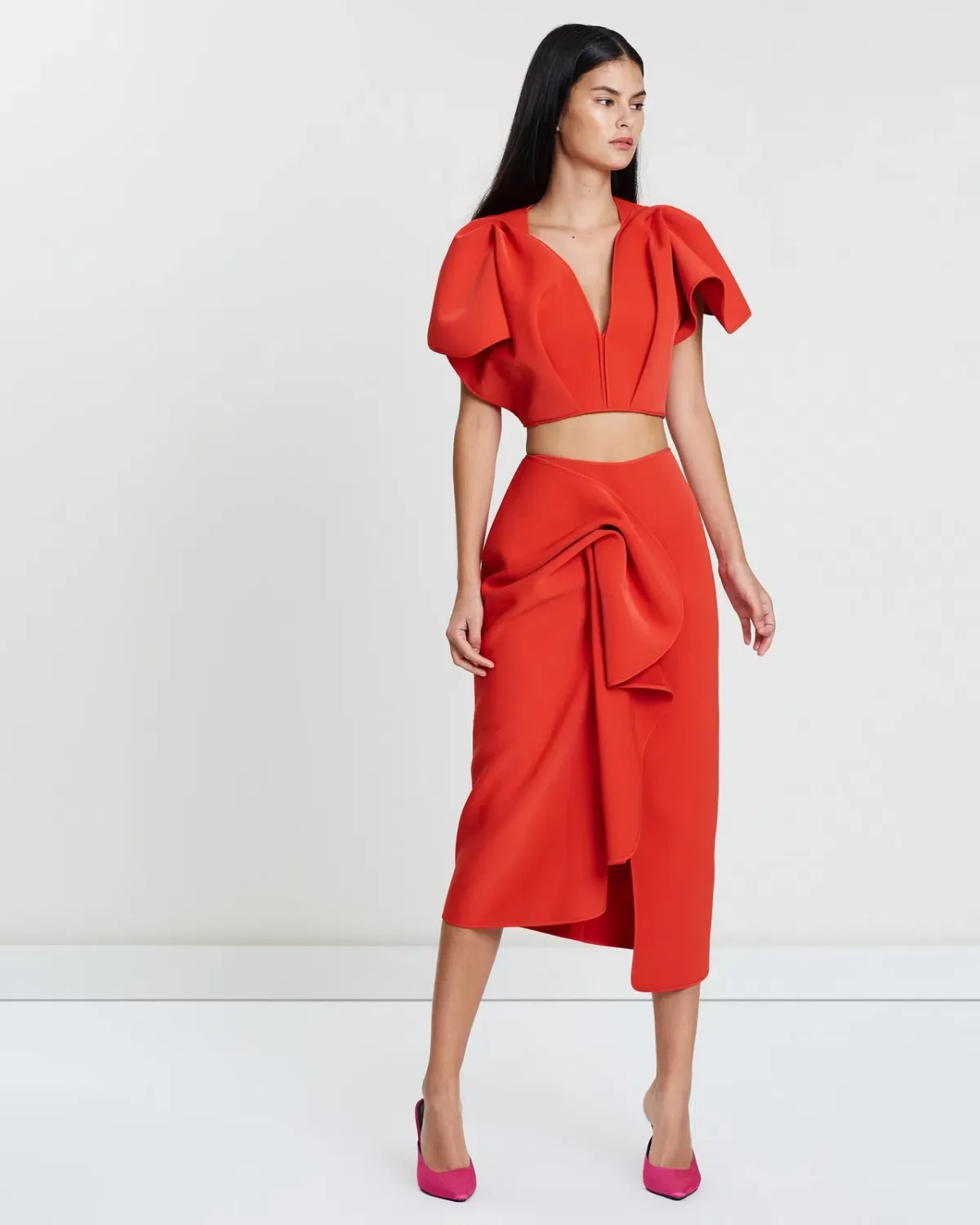 Acler Crawford Midi Set Red Size 8  - Image 2