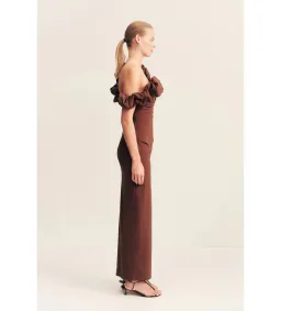 Shona Joy Cambell Ruffle Draped Maxi in Espresso Size 8  for rent on The Volte - image 3