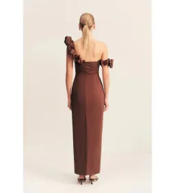 Shona Joy Cambell Ruffle Draped Maxi in Espresso Size 8  for rent on The Volte - image 4