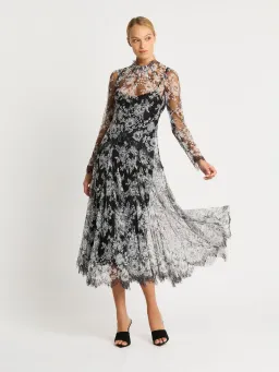 Moss & Spy Melody Midi Dress in Black/Ivory Size AU 14 for rent on The Volte - image 1