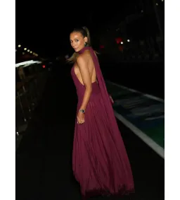 Effie Kats Verity Gown in Burgundy Size 10 for rent on The Volte - image 7
