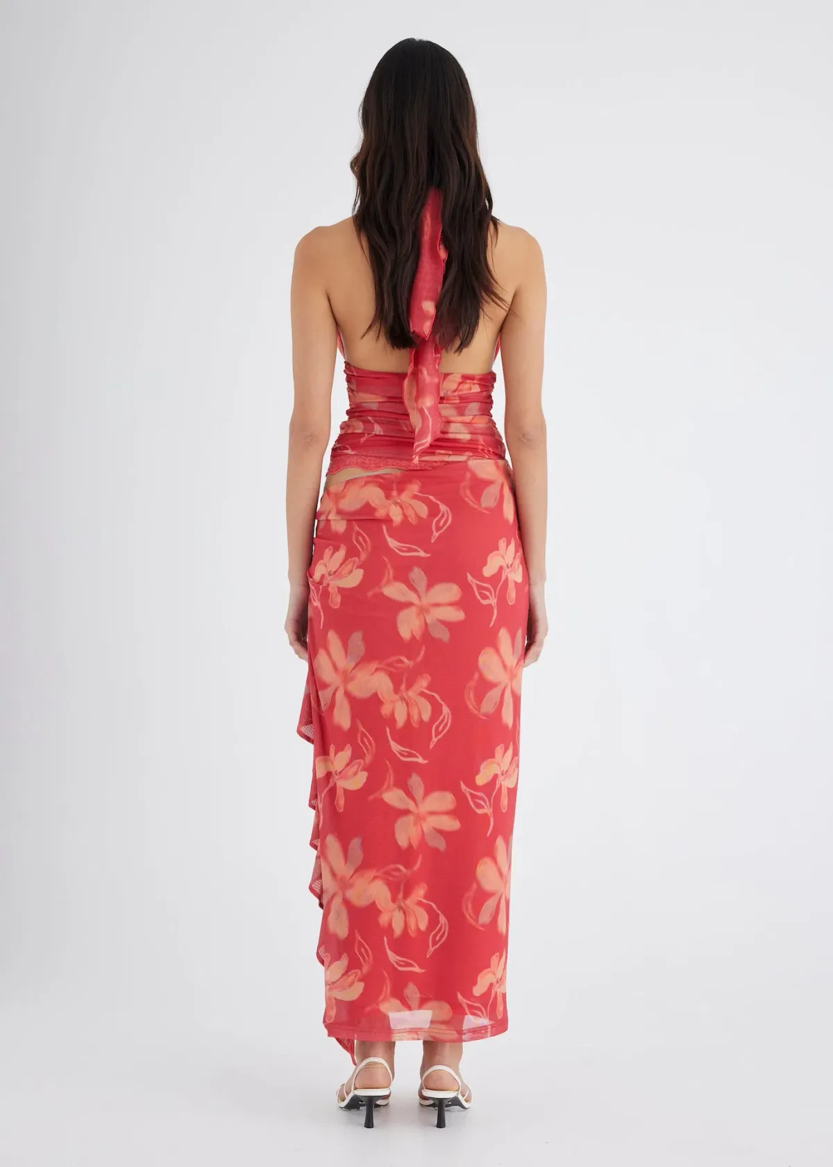 BENNI Penelope Halter Maxi Dress Hibiscus Floral Size 6 - Image 3