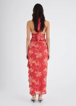 BENNI Penelope Halter Maxi Dress Hibiscus Floral Size 6 for rent on The Volte - image 3