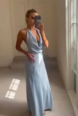 Manning Cartell Charmed Cowl Slip Maxi Dress Dove Blue Size AU 6 for rent on The Volte - image 2