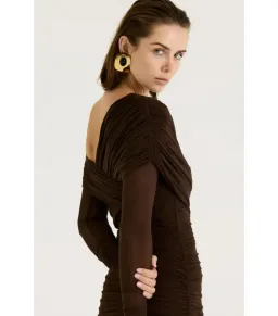 Henne Paris Mini Dress Brown Size AU 10 for rent on The Volte - image 5