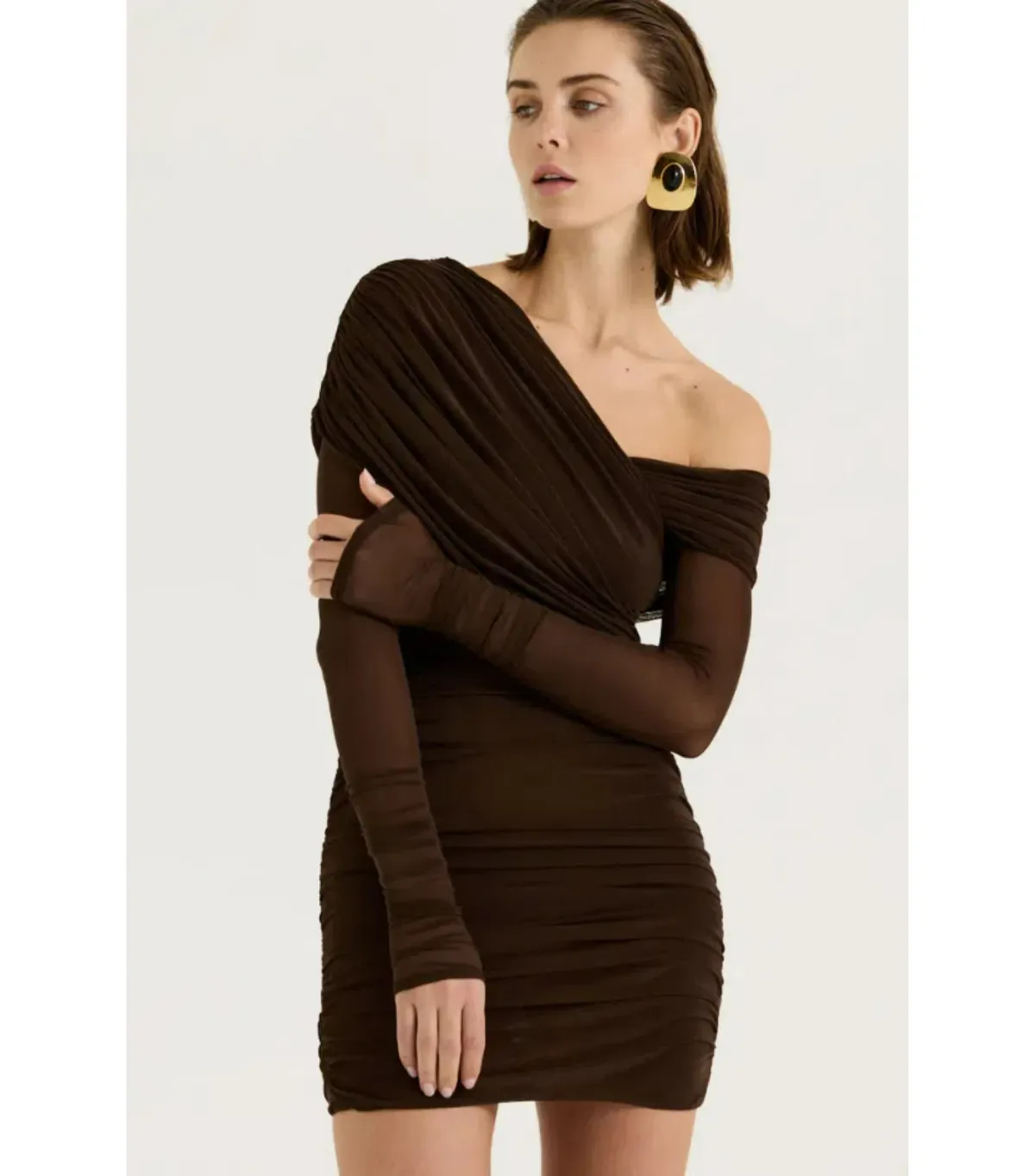 Henne Paris Mini Dress Brown Size AU 10 - Image 6